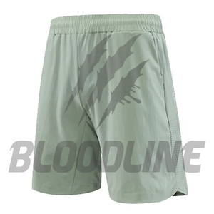 Shorts de sport noirs pour hommes BLOODLINE, taille élastique, séchage rapide, imprimé griffe avant, style décontracté - Product Image 6