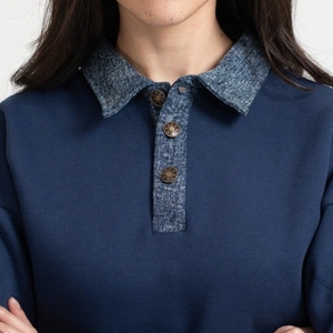 Camisetas de mezclilla para hombre y mujer, OEM, estilo casual, transpirables, 100% algodón, con botones, logotipo personalizado, 360g, para todas las estaciones - Product Image 3