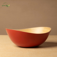 Bol à salade en bambou tressé artisanal du Vietnam, laqué, jetable, classique, écologique, couleur personnalisable, D20cm X H12cm