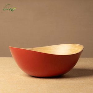 Tazón de Ensalada de Bambú Tejido Artesanal de Vietnam, Lacado, Desechable, Clásico, Ecológico, Color Personalizado, D20cm X H12cm - Product Image 2