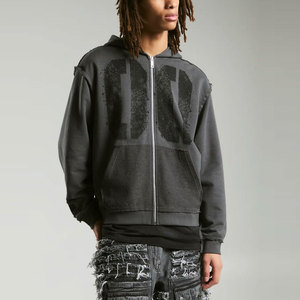 Sweat à capuche polaire streetwear pour homme, haute qualité OEM, 100% coton, grande taille, uni, coupe oversize, brodé, perlé, coupe-vent - Product Image 3