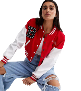 Top Quality <b>Women</b> Cropped Varsity <b>Jackets</b> <b>for</b> Street Wear Custom Embroidered Logo Baseball Varsity <b>Jackets</b> - Product Image 5