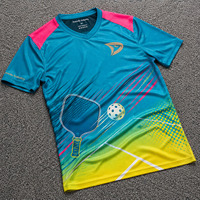 Camiseta Deportiva de Poliéster y Spandex Ligera y Transpirable de Manga Corta Unisex con Estampado por Sublimación para Pickleball