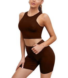 Ensemble de yoga 2 pièces tendance pour femme : Soutien-gorge de sport et short de course sans coutures – Tenue de fitness pour l'entraînement - Product Image 6