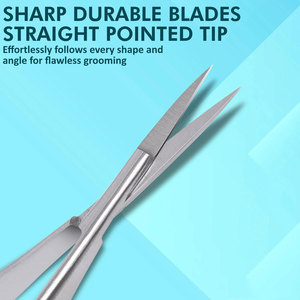 OEM/ODM Ciseaux à sourcils et cils portables en acier inoxydable anti-rouille, droits, tranchants, confortables à utiliser, pour la mise en forme et la coupe, avec ressort - Product Image 5