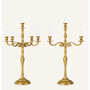 Wholesale 5 Arm Metal Candelabra Gold <b>Candlestick</b> Holder Wedding Table Centerpiece <b>Antique</b> <b>Brass</b> Candle Stand for Event Decor - Product Image 3