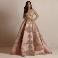 Женское длинное вечернее платье, розовое золотистое платье макси для выпускного вечера и подружки невесты, большие размеры