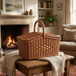 Cesta de mimbre artesanal para pícnic - Product Image 4