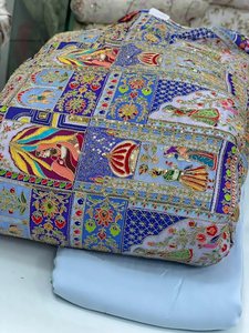 ผ้าพิมพ์ลายพรีเมียม ผ้าฝ้ายปักลายดอกไม้เนื้อวอยล์ นุ่ม เบา ใช้สำหรับตัดเย็บเสื้อผ้า - Product Image 3