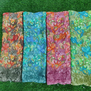 Sari tradicional de georgette con blusa, elegante y ligero, proveedor de telas para exportación - Product Image 1