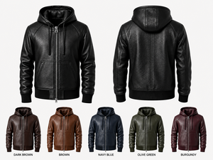 SHAFIQ SPORTS <b>Men's</b> Thin <b>Leather</b> Motorcycle <b>Jacket</b> Winter Black Front Logo Anti-Wrinkle Casual - Product Image 1