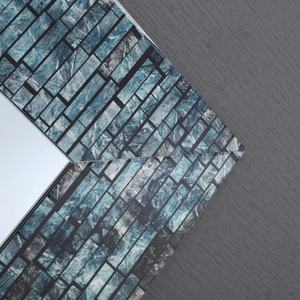 Boho Style <b>Rectangular</b> Mother Of Pearl <b>Mirror</b> Mosaic Shell Decorative <b>Wall</b> Hanging <b>Mirror</b> With Unique Dark Blue Tiles - Product Image 2