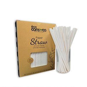 Pajitas de Papel de Bambú de 12 mm para Beber - Paquete de 100 Pajitas Desechables Biodegradables Ecológicas para Jugos, Smoothies y Batidos - Product Image 1