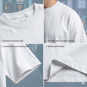 T-shirt Homme Personnalisé 230 g/m² 100 % Coton, Ourlet Légèrement Raccourci, Style Sportif Oversize, Épaules Tombantes, Respirant, Séchage Rapide, Tricot Uni - Product Image 4