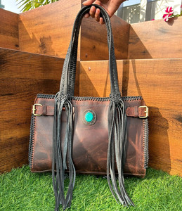 New Real Handmade Genuine Cowhide <b>Leather</b> Fringe Tote Bags Hot Selling Shoulder Bags Stylish Luxury <b>Shopping</b> Bag for Women's Use - Product Image 2