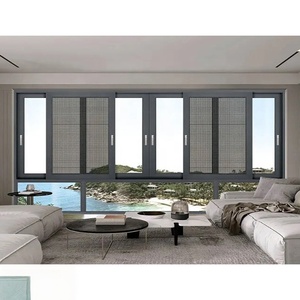 Fenêtre <span class=keywords><strong>coulissante</strong></span> en aluminium avec moustiquaire intégrée, fenêtre <span class=keywords><strong>coulissante</strong></span> d'angle sur mesure pour projets d'appartements et de villas - Product Image 6