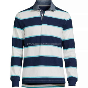 Polo à rayures vintage personnalisées, maillot de rugby en coton de haute qualité, pulls brodés, hauts pour couples - Product Image 4