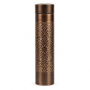 Thermos vintage en cuivre avec motif orné, vaisselle de voyage portable - Product Image 1