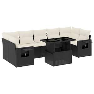 Conjunto de Sofás de Jardín de Ratán PE Negro - Product Image 2