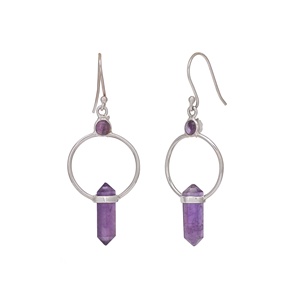 Boucles d'oreilles pendantes en argent sterling avec améthyste, bijoux de grossiste, fabricant de bijoux - Product Image 4