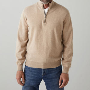 Pull en cachemire respirant pour homme, de haute qualité, prix de gros, sweat à capuche uni en coton avec demi-fermeture éclair - Product Image 4