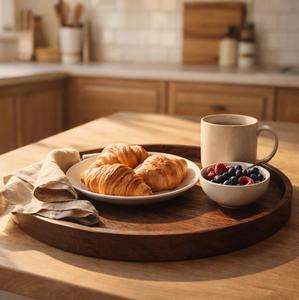 Plateau de service en bois de qualité commerciale, design minimaliste, plateau à café et à thé, utilisation à domicile ou en restauration, durable, écologique, cadeau de déménagement - Product Image 3