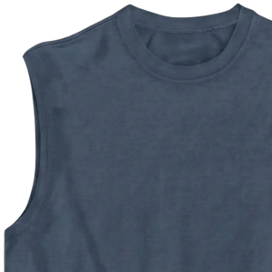 Camiseta sin Mangas Azul, 100% Algodón, Transpirable, Tejido Elástico, Chaleco Informal para Gimnasio y Actividades al Aire Libre, Cuello Redondo, para Hombre, Verano - Product Image 3