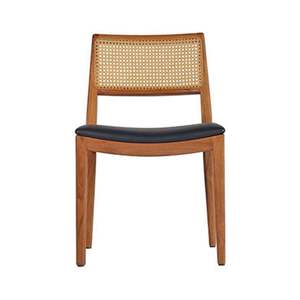 Silla de Comedor Moderna de Madera de Teca Sólida con Asiento de Ratán Natural Tejido a Mano, Ecológica, Duradera, Ergonómica, Estilo Escandinavo - Product Image 1