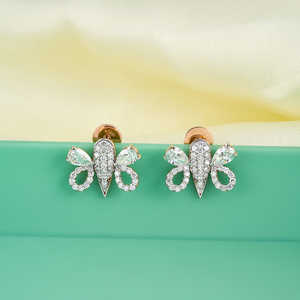 Boucles d'oreilles fines en diamant papillon - Product Image 1