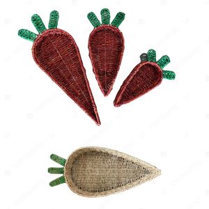 Bandeja de mimbre tejida a mano con forma de fruta, bandeja de servir con forma de corazón de zanahoria, pequeño soporte para servir en la cocina. - Product Image 1