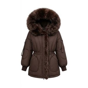 Wholesale Chocolate Brown Puffer Coat Drawstring Waist Elastic Cuffs Heated High Quality Plus Size Women Coats - Product Image 1