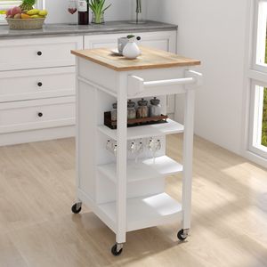Carrello da Cucina Regolabile con Piano in Legno di Gomma e Portasciugamani - Product Image 4