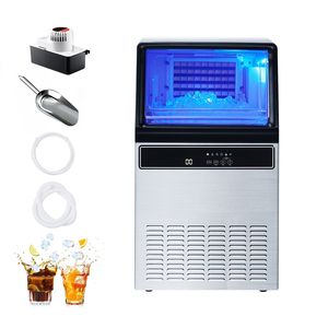 Macchina Professionale per Ghiaccio a Cubetti da 130 Libbre/24 Ore con Pompa, 45 Cubetti per Ciclo, Capacità di Stoccaggio 33 Libbre per Ristoranti - Product Image 1