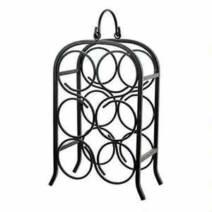 Porte-bouteilles à vin en métal noir, support décoratif de table, pour bar, fêtes, fait main - Product Image 1