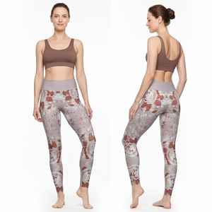 Women's High Waist Yoga Running Pants Leggings Best Quality Custom New <b>Fabric</b> Embroidery Digital Printing Logo with Pockets - Product Image 3