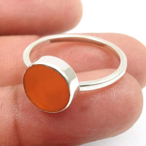Brilliant Round Cut Natural Carnelian Gemstone <b>Ring</b> Crafted From 925 <b>Sterling</b> <b>Silver</b> Bezel <b>Set</b> Sacral Chakra Style Bohemian <b>Ring</b> - Product Image 2