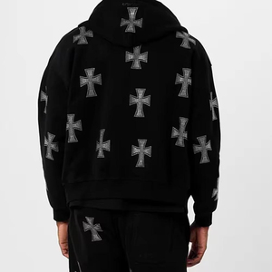 Wholesale Price High Quality Rhinestone Tracksuits for Men Custom Logo Casual Heavyweight Drawstring Stylish - Product Image 3
