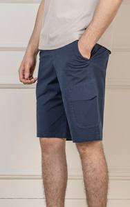 Pantalones Cortos de Alta Calidad para Hombre, Estilo Cargo, Color Azul Marino, Cintura Media, Cordón Ajustable, Algodón Oxford Sólido, Casuales, Tipo Bermuda, Transpirables, Tejido - Product Image 3
