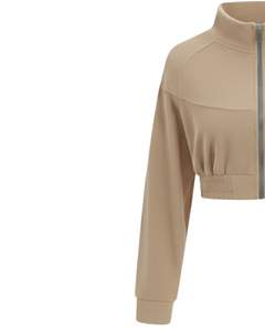 Chaqueta de Forro Polar Corta Beige Personalizada para Mujer, Sudadera Deportiva Informal con Cierre, Manga Larga, Ligera, Logotipo Personalizado, Proveedor OEM - Product Image 4