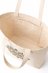 Sac fourre-tout en toile écologique 16x14x5 pouces avec imprimé géométrique, sac de courses réutilisable en coton, logo personnalisé, vente en gros - Product Image 2