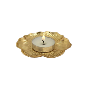 Flower Design Metal <b>Tealight</b> Candle Holder Antique Gold Finished For Home Wedding Christmas Tabletop Lighting Decor - Product Image 1