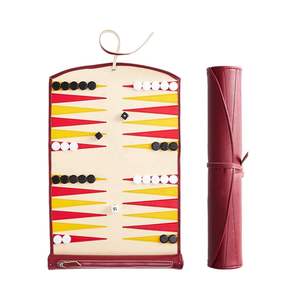 Juego de Backgammon Portátil Plegable de Cuero PU Ecológico Hecho a Mano de Lujo Personalizable - Product Image 1
