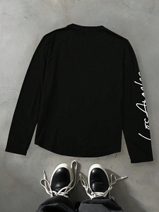 เสื้อยืดคอกว้างชายวี แต่งขอบตัดสี พิมพ์โลโก้ตามสั่ง คุณภาพสูง ผ้าถักอย่างดี สไตล์วินเทจ สำหรับผู้ชาย ใส่ได้ในฤดูร้อน เนื้อผ้านุ่มพิเศษ ผ้าฝ้าย 100% - Product Image 2