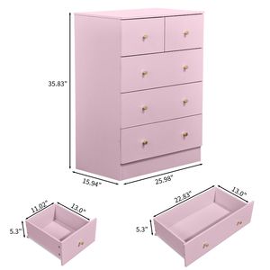 Mobiletto con 3+2 Cassetti in Stile Macaron, Maniglie Oro Opaco, 66*40*91cm, Armadietto in Truciolato con Finitura Melaminica - Product Image 4