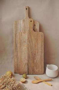 Tabla de Cortar Rectangular de Madera de Acacia Clásica con Asa, Acabado Natural, Tabla de Cocina, Bandeja para Servir Queso - Product Image 3