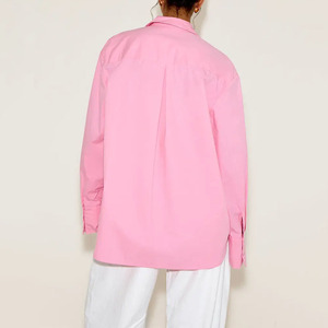 Elegante Camisa Rosa Holgada con Botones para Mujer, Manga Larga, Cuello Camisero, Color Sólido, Blusa Casual, Camisa de Trabajo a la Moda - Product Image 2