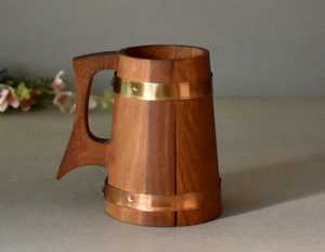 Jarra de Cerveza Alemana Vintage de Madera, Jarra de Cerveza Rústica para Decoración del Hogar, Jarra de Cerveza de Madera Hecha a Mano - Product Image 1