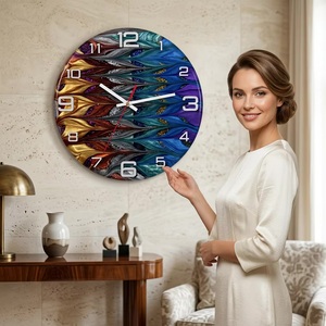 Horloge murale en résine géométrique abstraite, artisanat DIY, mécanique, silencieuse, alimentée par piles, design Art Déco contemporain, salon - Product Image 2