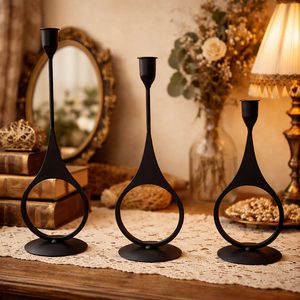 Premium casted aluminium candle stand set matte <b>black</b> cast Aluminium & cast Iron Candle Holders ideal for modern decor styling - Product Image 6