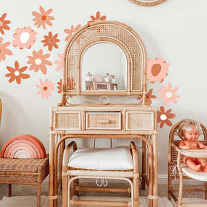 Wholesale Rattan Dressing Makeup Table and <b>Stool</b> Boho Style <b>Vanity</b> Tables with Chair and Drawers - Product Image 6